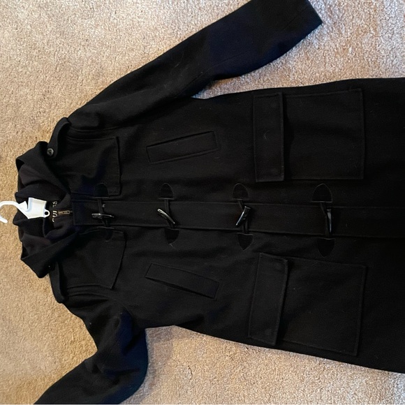 GUESS Sz M Full Zip Toggle Button Wool Blend Hooded lined Coat GUC - Picture 6 of 9